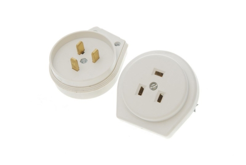 Разъём БЕЛЫЙ  РШ/ВШ 3-х штырьк. с з/к 32А/250В откр/провод Smartbuy (72) (3774)