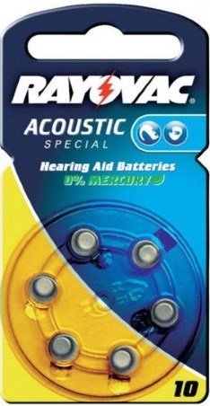 Батарейки для слуховых аппаратов RAYOVAC ACOUSTIC Type 10 BL*6  (6/60)