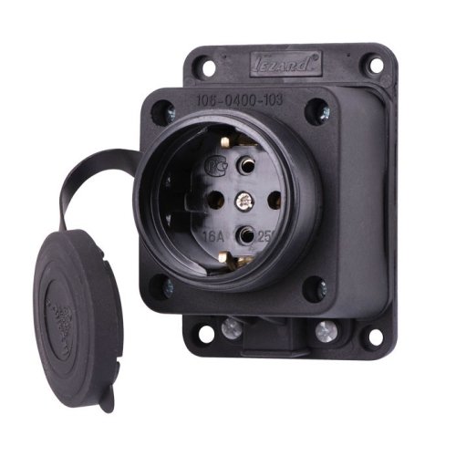 Розетка настенная каучук 1ф с з/к 16А/220В (0400-103) (12) Lezard