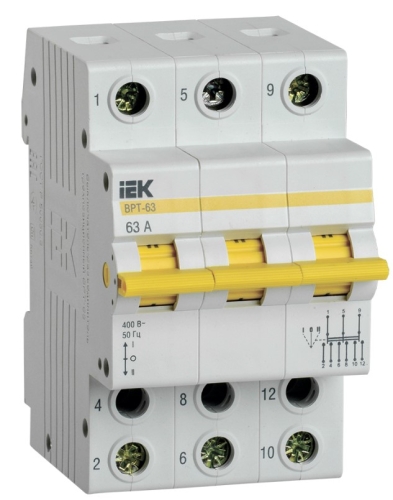 Трехпозиционный Выключатель-разъединитель  ВРТ-63 3P 63А IEK