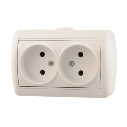 Розетка 2гн о/п Nata белый (керам) (0200128) (10/120)