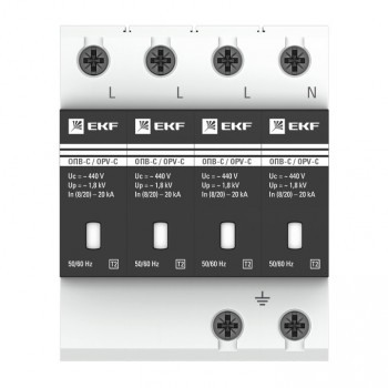 Ограничитель импульсных напряжений ОПВ-С/3P In 20кА 400В с сигн. EKF PROxima 