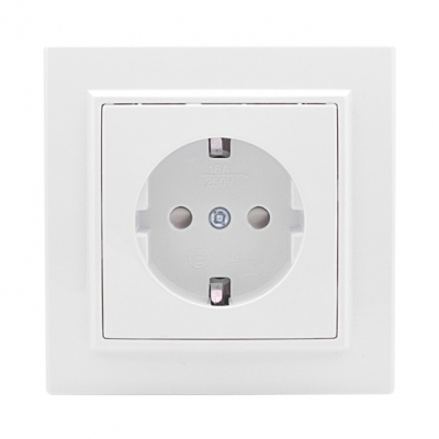 Розетка 1гн с/з с защ. штор СП 16А белая EKF Минск (10/200)