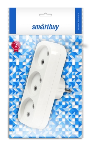 Разветвитель 3гн белый 10А 250B плоский Smartbuy (SBE-10-A02-3)