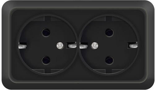 Розетка 2гн с зк оп Олимп черный UNIVersal (2216)