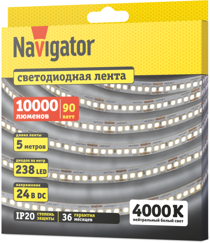 Лента СД Navigator NLS-2835W240-18-IP20-24V R5 95304
