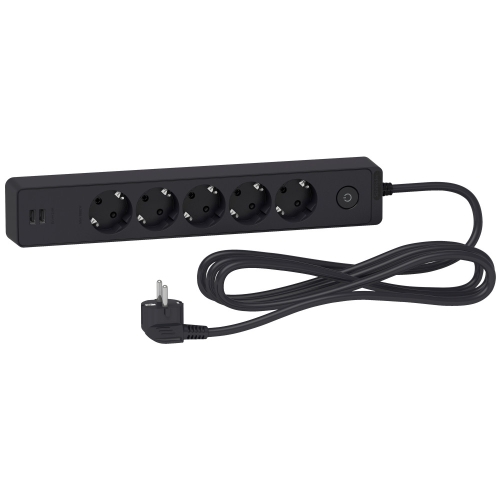 Удлинитель UE 5 роз.+ 2USB, кабель 3 м.