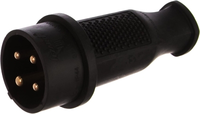 Вилка прямая каучуковая 380В, 3P+PE, 32A, IP44 Lezard 100-0201