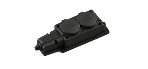 Колодка двойная с заглуш.  каучук 2Р+РЕ 16А/220В MultiSet Systeme Electric (14/140)  НОВИНКА