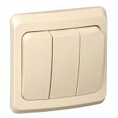 ЭТЮД С/У трехклавишный ВЫКЛЮЧАТЕЛЬ 10 АХ, КРЕМОВЫЙ, Россия